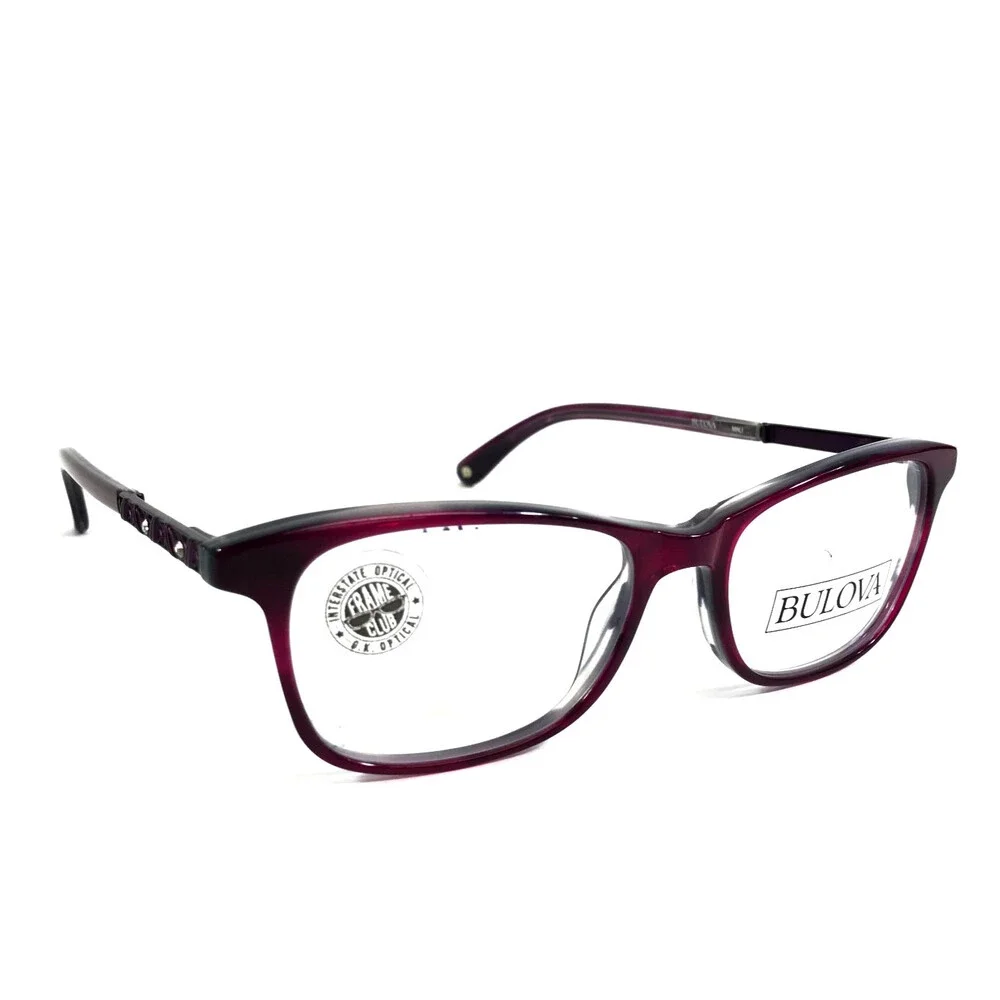 Bulova Eyeglasses Frames MALI PLUM Purple Gray Cat Eye Full Rim 51-16-140